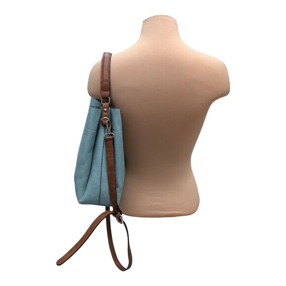 Jen & Co Tati Vegan Leather Satchel Light Teal Medium Top Handle Adjustable - Picture 4 of 12